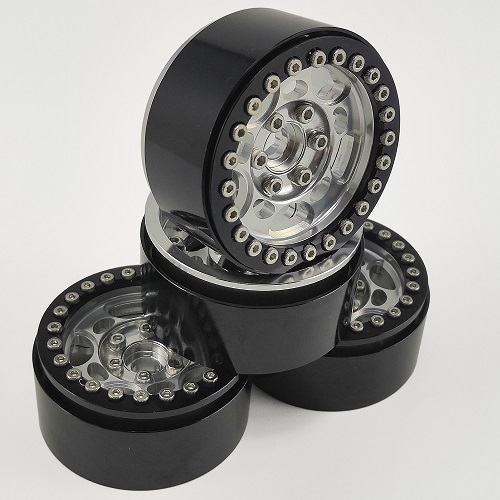 Black 4pcs/Set NHX 1.9 Aluminum Beadlock Crawler Wheels Rims Petals B 